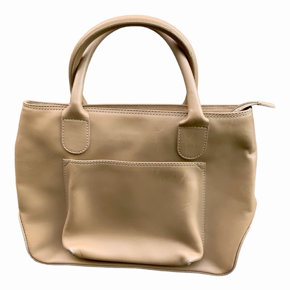 Vintage LANCEL Authentic Smooth Leather Tan Camel Medium Tote Top Handle Purse